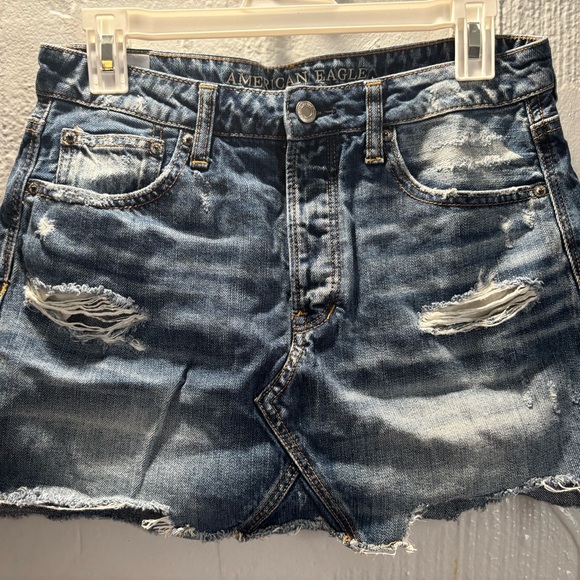 American Eagle Outfitters Distressed Denim Mini Skirt - Blue - Picture 1 of 11